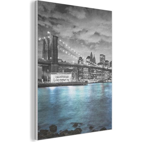 Acoustic Felt Wall Art New York - Skyline - City - Blue 70x100 cm