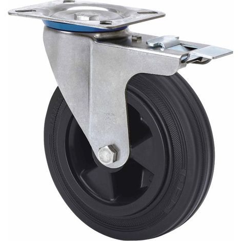 rueda giratora placa freno inox.10zvlifd100-psn poliamix-goma negra eje liso (1/2)