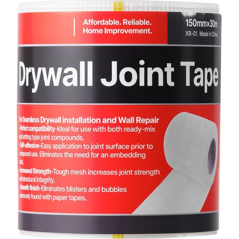 Ruban à joint pour cloison sèche, 150 mm x 30 m, auto-adhésif en fibre de verre, lot de 12 rouleaux, réparation facile des fissures de plafond et murs, finition lisse et uniforme. (1/5)