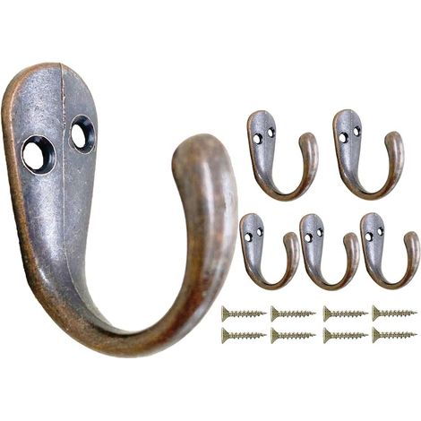 Patere Murale Antique, 6 Crochets et Patères pour la Maison Simple Lourd Métal Crochet Mural a Visser pour Porte Entrée Cuisine Chambre Salle de Bain Garage, Cuivre (1/5)