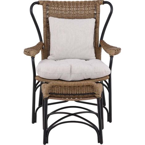 Loreto chaise longue avec coussin de jardin avec repose-pieds noir. (1/5)
