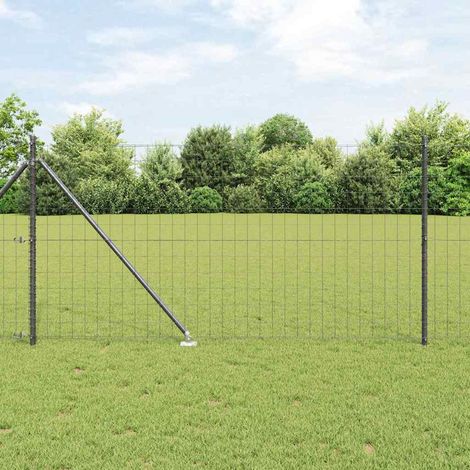 Zaun mit Pfosten Grau 1 x 10 m Stahl und PVC
