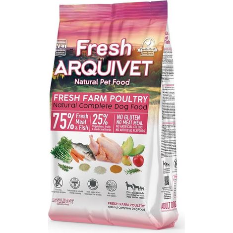Alimento per cani Arquivet con pollo fresco e pesce di mare, 10 kg