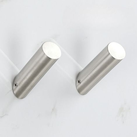 2er-Set minimalistische, weitwinklige Wandhaken aus Edelstahl – ohne Sockel – ideal für Familien, Häuser und Wohnungen – Silber (1/5)