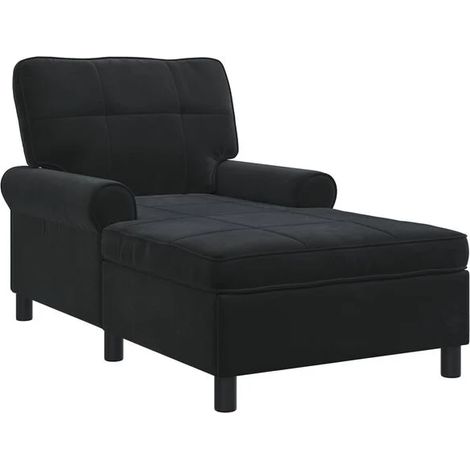 Fauteuil Inclinable en Velours Noir, 91 x 157 x 91 cm (1/5)