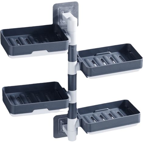 Porte-savon Murale Auto-adhésif 4 Niveaux - Porte-savon Rotatif avec Ventouses - Pour Salle De Bain Cuisine Lavabo Douche - 1 Pièce (1/5)