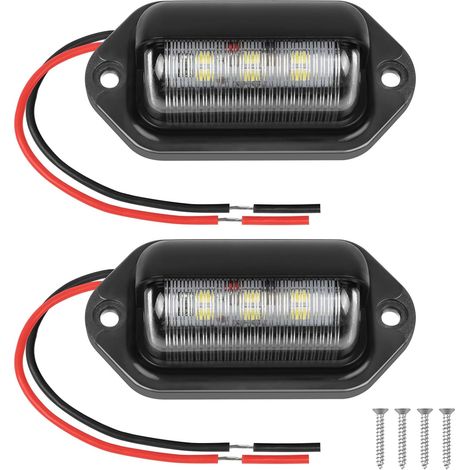 Lampe de plaque d'immatriculation LED, 2 x 6500 K lampe de plaque d'immatriculation 400 LM feu arrière plaque d'immatriculation blanche 12 v intégré CANBUS RV van Truck SUV remorque caravane