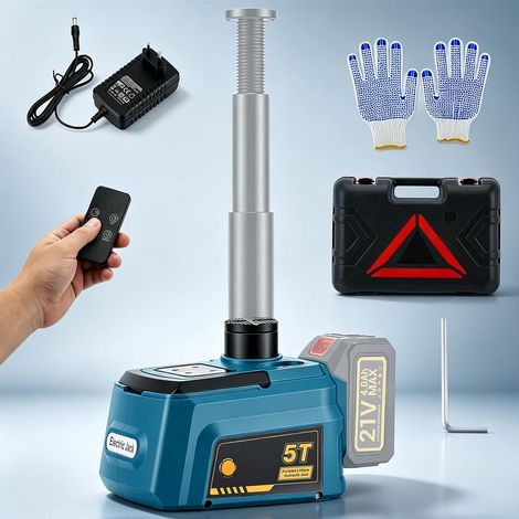 Cric Hydraulique Électrique 5T Compatible avec Batteries Ma-Kita 18V, 220W Lève-Voiture avec Télécommande, Hauteur de Levage 155-450mm, Cric Électrique pour Changement de Pneus & Réparation Garage (1/5)