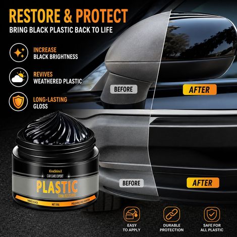 KineShineX Autokunststoff-Reparaturpaste, Restaurierungsmittel für schwarze Kunststoffteile (1/4)