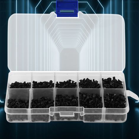 Vis à tête plate cruciforme en acier au carbone noir pour l'industrie électronique, lot de 1000 (1/5)