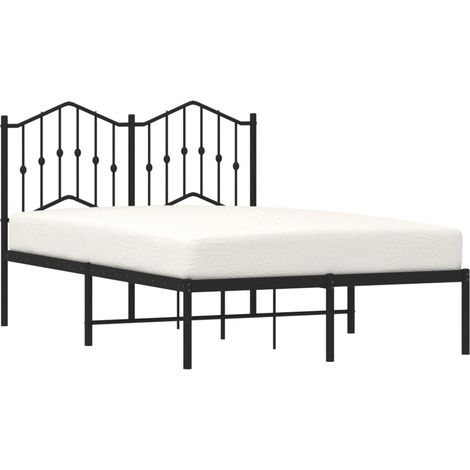 Metal Bed Frame without Mattress with Headboard Black 120x190cm vidaXL (1/4)