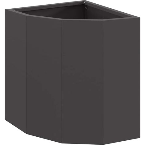 Jardinière d'angle moderne 30 x 30 x 35 cm design épuré extérieur en acier noir (1/5)