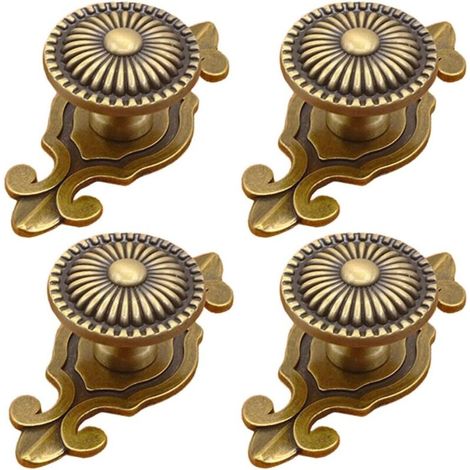 Möbelknöpfe aus Messing – Vintage-Schubladengriffe in Pilzform mit Montageplatten – Griffe für Küchen, Schränke, Kleiderschränke und Kommoden (goldfarben, 4er-Set)