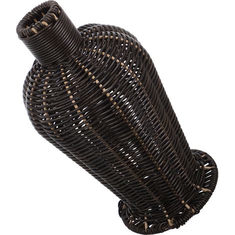 Vase Décoratif pour Fleurs Fraîches et Séchées en Plastique et Fer Design Rustique Élégant Imitation Rotin Noir pour Décoration Salon et Maison (1/5)