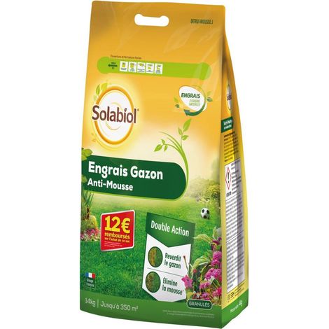 Multitanks – Engrais gazon anti mousse 14kg – Formulation organo-minérale NPK 6-4,5-4 – Action rapide contre mousse – Pour gazons affaiblis