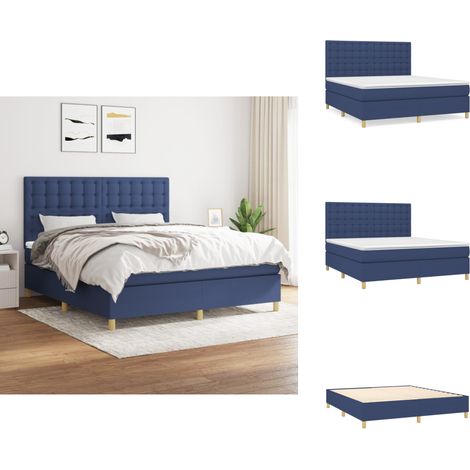 Boxspringbett mit Matratze Blau 180x200 cm Stoff - Boxspringbett - Doppelbett - Schlafsystem - Bettrahmen - Matratze (1/5)