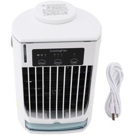 Tragbarer USB-Klimagerät, Verdunstungskühler, einstellbare Windgeschwindigkeiten, Tischventilator für Zuhause, Camping und Büro (1/5)