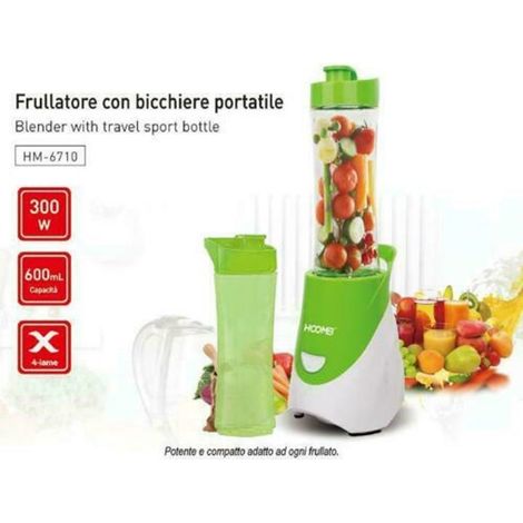 Trade Shop Traesio - Frullatore Elettrico Tritatutto Frutta Frappe 0,6lt 300 Watt Hoomei Hm-6710 -