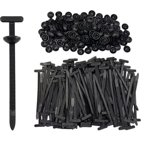 50 pezzi fascette fermacavi universali in nylon per auto con cerniera, rivetti in plastica per impieghi gravosi, stile T (1/4)