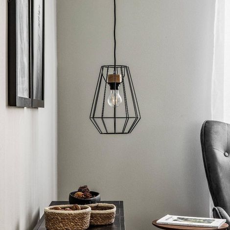 [NEUWERTIG] B-Ware Envostar Finan Hängeleuchte Pendellampe Lampe Ø21cm Metall 1-flammig Schwarz (1/2)