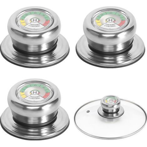 3 Pièces Boutons de Couvercle de Casserole avec Thermomètre Poignée de Couvercle en Verre Boutons de Couvercle de Pot Poignée Couvercle Casserole Bouton de Couvercle de Casserole pour Poêle Marmite (1/5)