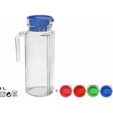 1lt jarra cristal londres para frigo con tapa y vertedor capacidad 1000 cc.