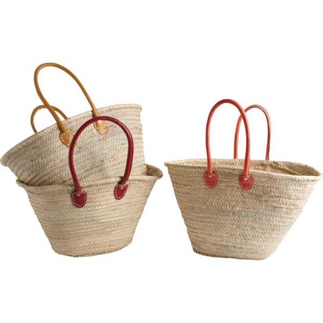 COUFFIN PALMIER NATUREL BANDOULIERE CUIR L55