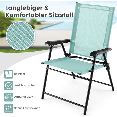 4-teiliges Set klappbarer Gartenstühle mit Armlehnen, Mintgrün