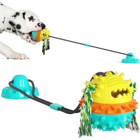 Jouets à mâcher à ventouse pour chiens, jouets interactifs pour chiens avec balles, jouets à mâcher pour chiens, nettoyants dentaires et distributeurs de nourriture pour chiens. (1/5)