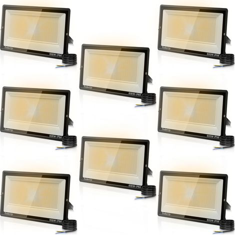 8PCS 600W Projecteur LED Extérieur, Spot LED Exterieur 60000LM Super Lumineux 3500K Blanche Chaude Éclairage de Sécurité Extérieur IP66 Imperméable pour Garage Jardin Terrasse Parking (1/5)