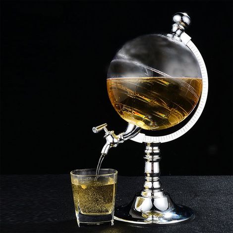 Distributeur En Forme De Globe - Robinet À Levier - Capacité 1 5 L - Pour Vin Whisky Alcools - 33 X 21 5 X 15 Cm - 1 Pièce (1/5)