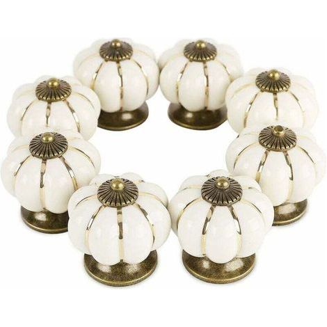 8Pcs Boutons de Meuble Céramique Bouton de Tiroir Vintage Poignée Meuble avec Vis Pour Armoire Placard Commode - Beige (1/5)
