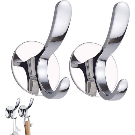 2er-Pack, selbstklebende Haken, selbstklebende Handtuchhaken, selbstklebende Kleiderhaken aus Edelstahl, selbstklebende Wandkleiderhaken (1/4)