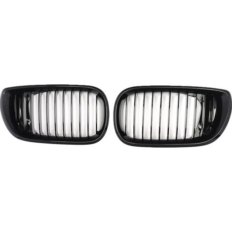 Parrilla delantera, plástico ABS duradero, compatible con vehículos de lujo de la serie E46, negro brillante. (1/2)