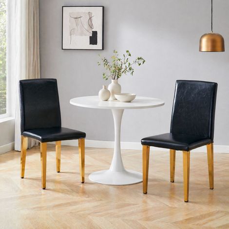 MEUBLIV Set di 2 sedie da pranzo 47x38x90 cm nere e oro, design moderno (1/5)