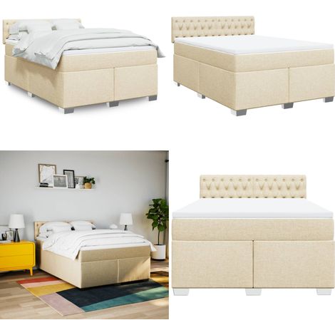 vidaXL Boxspringbett mit Matratze Creme 140x200 cm Stoff (1/5)