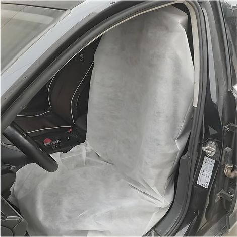 Non-Woven Car Seat Cover, Dustproof Car Seat Cover, Disposable Car Seat Cover, Universal Accessories Decoration and Interior Protection (White) (1/5)