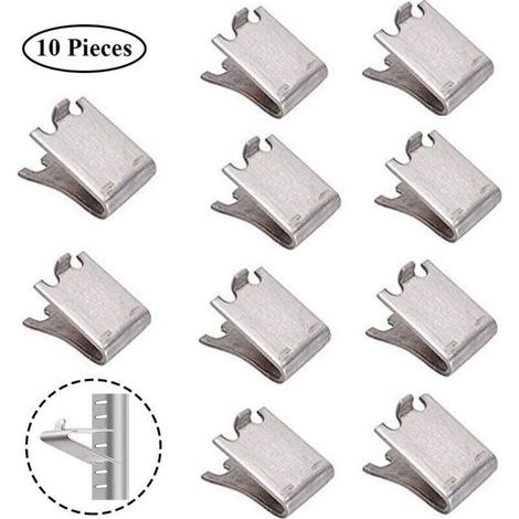 10 Pièces Inoxydable Carré Clips Réfrigérateur, Étagères Réfrigérateur à Clip, 1,5 mm Épaissir Acier Inoxydable 304 Durable Supports Tablette Congélateur pour Réfrigérateur, Congélateur (Argent) (1/5)