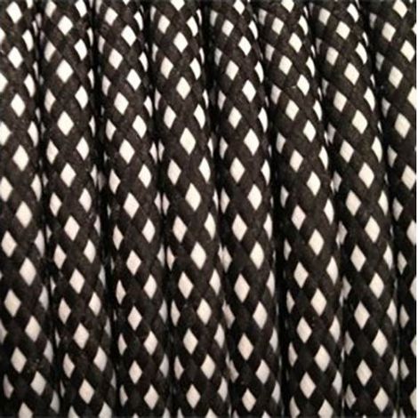 Fil Électrique Tissu Noir et Blanc 2x0,75mm² - Câble Électrique Textile de Qualité