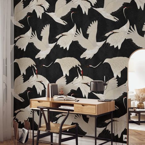 Papel pintado autoadhesivo oriental moderno para sala de estar Aironi Neri