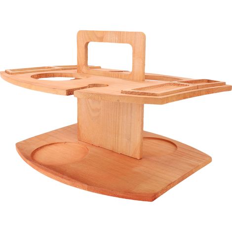 Table de pique-nique en bois avec porte-verres, plateau à vin portable pour pique-nique en extérieur, facile à démonter (1/5)