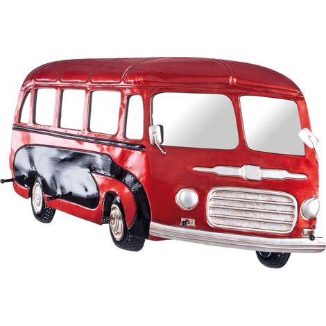 Portemanteau vintage bus 79x45 cm en métal rouge - ROAD