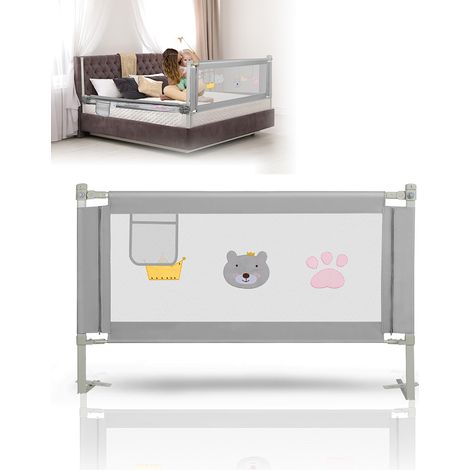 Randaco Bettgitter 150x70cm Bettschutzgitter Kinderbettgitter Babybettgitter Rausfallschutz für Bett Grau