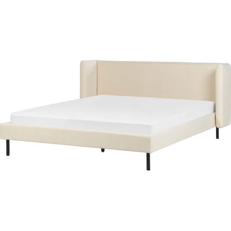 Bett mit Lattenrost Samtstoff ARETTE 160 x 200 cm Hellbeige