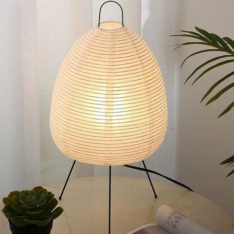 Lampe Lanterne en Papier de Riz Blanc, Lampe de Table, de Bureau, Simple Abat-jour E27 Chambre à Coucher, Chevet, Salon, Salle à Manger, décor d'étude, lampadaire trépied décoration (B) (1/5)