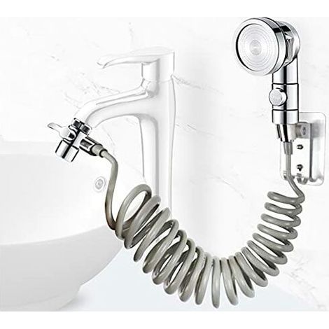 Shower head set for sink, telescopic hose, (not including faucet) (silver)