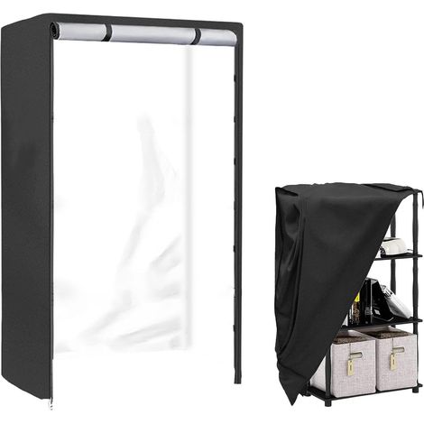 Funda impermeable para estantes  Tela Oxford 91 x 45 x 182 cm  Gris/negro  Protector de estantes a prueba de polvo (1/5)