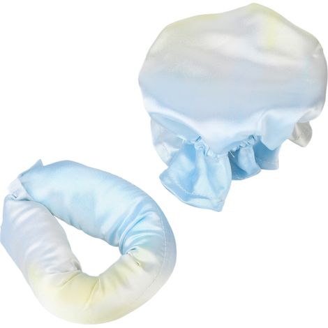 Fer à friser sans chaleur Tie Dye portable en satin doux bleu (1/5)