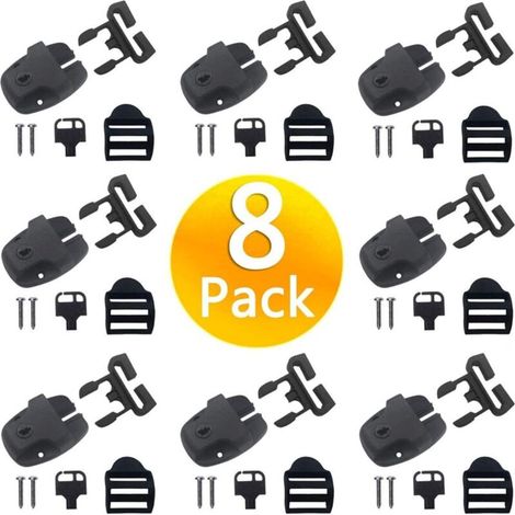 Set of 8 replacement clips for hot tub covers with keys and hardware, black