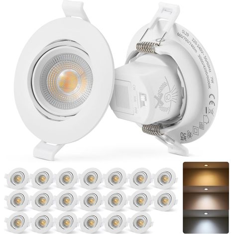 IP65 Spot LED Encastrable Salle de Bain Plafond Lampe a Encastrer 230V, Extra Plat Orientable 68mm - 80mm Interieur 7W 700 Lumens Bathroom Downlights Encastré Cuisine Lot de 12 (1/5)